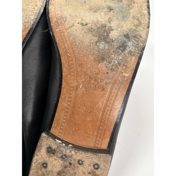 Gucci Brixton Loafers Black Leather w/ Gold Horse-bit Accent Buckle Sz EU 36 6 - Picture 11 of 13